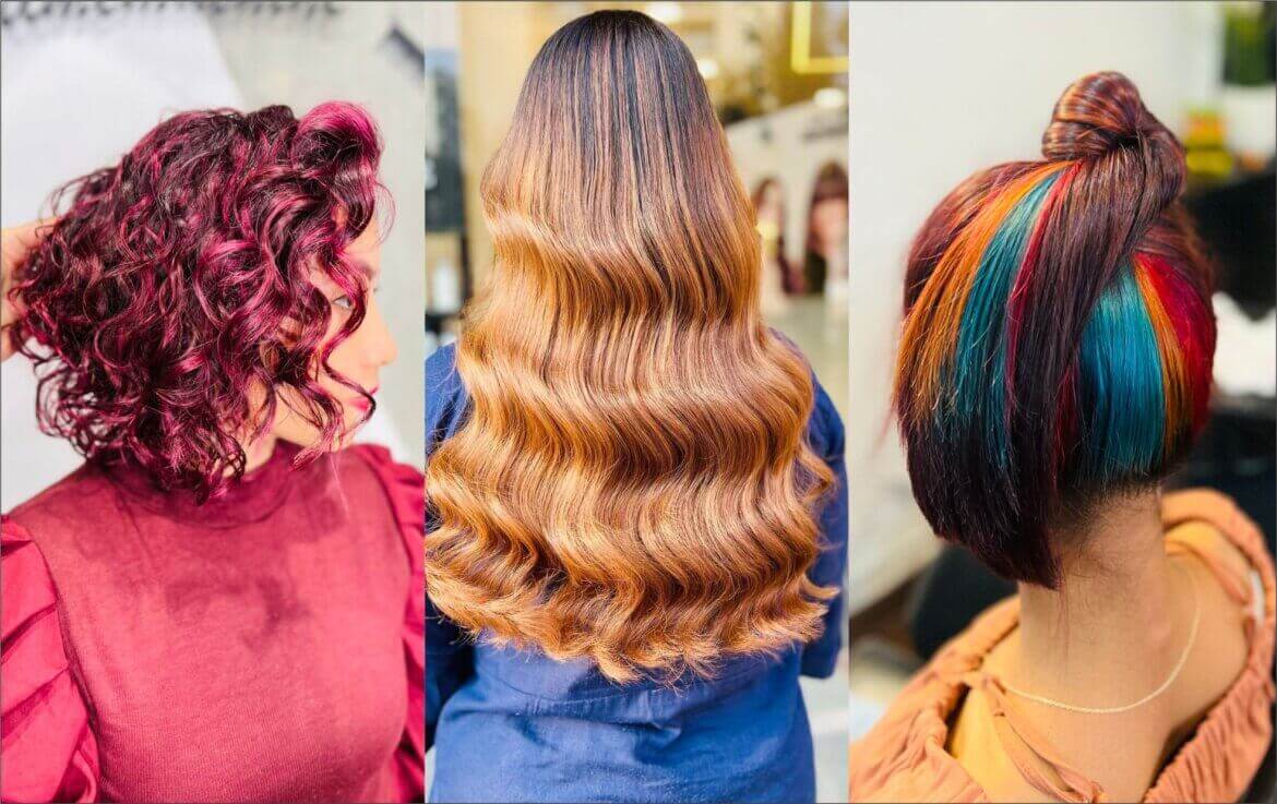 Collage of different hair colours